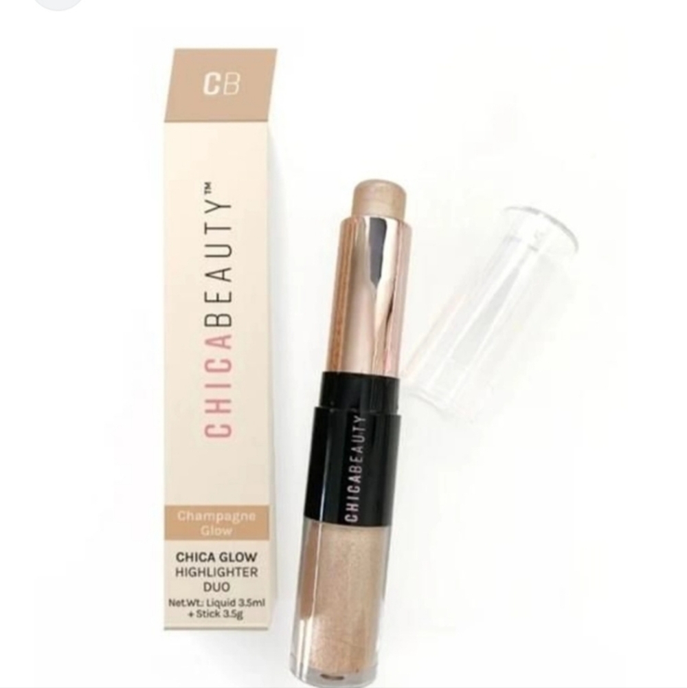NIB ChicaBeauty Champagne Glow highlighter Duo Liquid + Stick